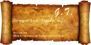 Gregorics Tamás névjegykártya